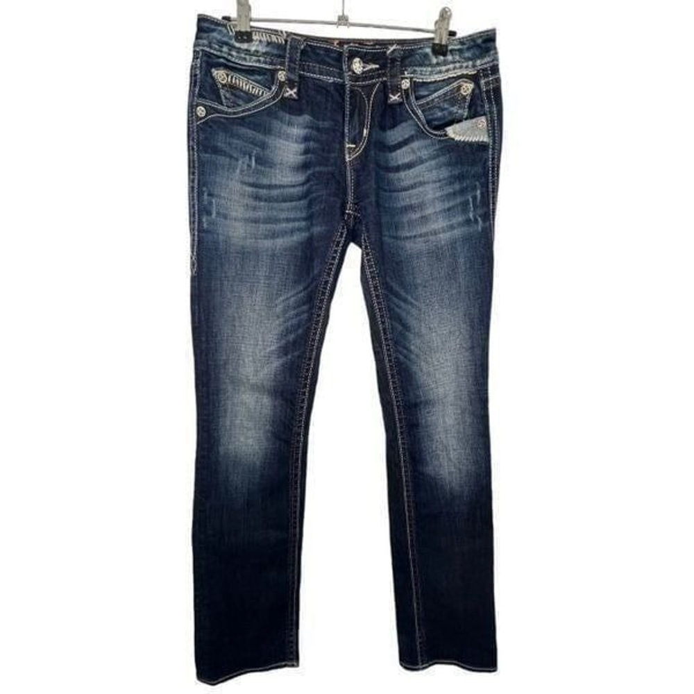 Rock Revival Elma Straight Leg Dark Wash Denim Jeans